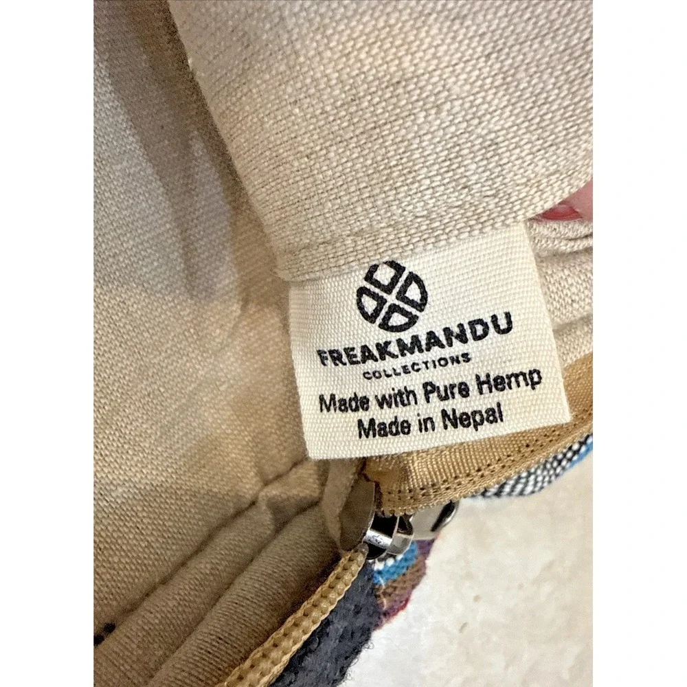 NEW Freakmandu Blue Hemp Bohemian Backpack Aztec Southwestern Napal Festival
